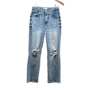 Good American Good Icon Straight Jeans Womens 26 2 Denim Distressed Retro Rocker